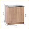 A product image of a kitchen sink cabinet with dimensions indicated. Voir les images du produit