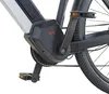 Close-up view of the mid-drive motor and crankset of an electric bicycle. Produktbild-Vorschau