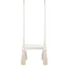 A beige indoor swing with tassels hanging from the seat, suspended by ropes. Náhľad obrázku produktu