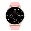 A pink smartwatch with a black digital display is shown against a white background. Produktbild-Vorschau