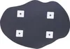 The back of an irregular-shaped mirror with four white square adhesive mounts with crosses on them. Náhled obrázku produktu