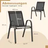 A diagram showing the dimensions of a black garden chair, with a smaller image of another chair in the background. Náhľad obrázku produktu