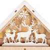 A wooden Christmas house decoration with illuminated deer and snowflakes. Náhled obrázku produktu