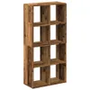A tall, narrow, rectangular shelving unit with eight square compartments, made of wood with a distressed finish. Náhled obrázku produktu