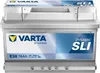 A Varta Silver Dynamic E38 Autobatterie 74 Ah 12V car battery is shown from the front on a white background. Produktbild-Vorschau