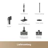 A collage of vacuum cleaner accessories with German labels. Produktbild-Vorschau