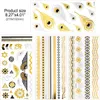12 Blätter Metallic Temporäre Tattoos Gold Schwarz Silber Produktbild-Vorschau 3