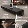 A collage of marketing images showcasing a black shower system with various features highlighted. Produktbild-Vorschau