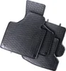 A set of black rubber car floor mats with a honeycomb pattern, arranged in a layered formation against a white background. Produktbild-Vorschau