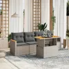 5-tlg. Garten-Sofagarnitur mit Kissen Grau Poly Rattan Produktbild-Vorschau 2