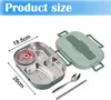 Bento-Lunchbox 4-Fächer Edelstahl Isoliert, 1500 ml, Produktbild-Vorschau 5
