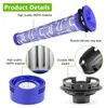 A collage of product details for a vacuum cleaner filter set. Produktbild-Vorschau