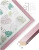 A pink picture frame with a botanical print and a close-up of the frame's profile with dimensions. Produktbild-Vorschau