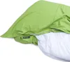 A close-up view of a green beanbag chair inner sack, partially unzipped to reveal the white filling. Podgląd zdjęcia produktu