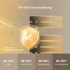 Marketing image showing a shield with a checkmark, indicating bacterial growth prevention, with temperature settings for different clothing types. Produktbild-Vorschau