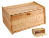 A wooden bread box with the word "BREAD" embossed on the front. Produktbild-Vorschau