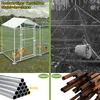 A split image showing a new chicken coop on the left and a dilapidated structure on the right, with comparisons of metal pipes. Náhled obrázku produktu