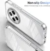 A clear phone case is shown from a diagonal angle, with text overlay describing its features. Anteprima dell’immagine prodotto