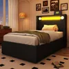 Merax Polsterbett 90x200 cm mit LED Lichtleiste, Jugendbett Produktbild-Vorschau 3
