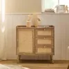 CALICOSY - Commode 1 porte 3 tiroirs avec façades en rotin Voir les images du produit 2