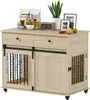 A dog crate furniture piece with decorative items on top. Náhled obrázku produktu