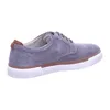 A side view of a grey suede men's shoe with brown accents and a white sole. Produktbild-Vorschau