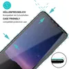 Close-up of a smartphone screen protector being applied to a phone, with text indicating it is case-friendly. Produktbild-Vorschau