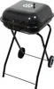 A black charcoal grill on a stand with wheels, isolated on a white background. Podgląd zdjęcia produktu