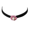 Choker Kropfband mit Samt Perlen-Blume Bordeaux Produktbild-Vorschau 2