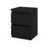 A black nightstand with two drawers against a white background. Voir les images du produit