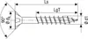 A technical drawing of a screw with dimensions and labels. Produktbild-Vorschau