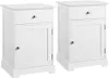 Two white nightstands with a drawer and a cabinet door, shown from the front. Produktbild-Vorschau