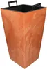 A tall, square planter with a textured orange exterior and black handles at the top. Voir les images du produit
