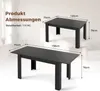Two black tables are shown with dimensions indicated by lines and text. The background is a neutral interior setting. Anteprima dell’immagine prodotto