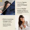 Collage showing a woman applying hair oil and text describing its benefits and usage. Produktbild-Vorschau