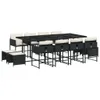13-tlg. Garten-Essgruppe mit Kissen Schwarz Poly Rattan Produktbild-Vorschau 1