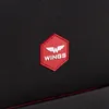 A close-up of a red hexagonal logo with white text and a stylized 'W' on a black textured background. Produktbild-Vorschau
