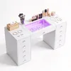 VANITII Kaptafel met LED RGB-verlichting 11 lades Wit 130 x Productafbeelding-voorbeeld 12