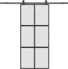 vidaXL Posuvné dveře s kováním černé 90x205 cm tvrzené sklo Náhled obrázku produktu 1
