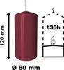 12 Stumpen Kerzen 60x120mm bordeaux Produktbild-Vorschau 2