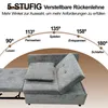 A diagram showing the adjustable backrest angles of a sofa, with corresponding activities. Náhled obrázku produktu