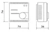 Technical drawing of a thermostat with dimensions. Voir les images du produit