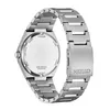 The back of a silver watch with a metal band is shown against a white background. Náhled obrázku produktu