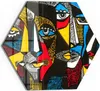 DEQORI Glasbild Echtglas 40x35 cm 'Linolschnitt Gesichter' Produktbild-Vorschau 1