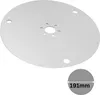 A silver disc with holes, likely a part for a lawnmower robot, with a circular inset showing a measurement. Produktbild-Vorschau