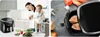 A collage showing an air fryer in a kitchen setting with a mother and baby, and another image showing food being cooked in the air fryer. Náhled obrázku produktu