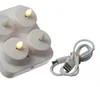 LED Teelichter - 4 wiederaufladbare LED Teelichter mit Ladestation - D- 4cm - flackernd - weiss Produktbild-Vorschau