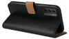 A black flip case for a smartphone, shown from the side with the front cover open. Produktbild-Vorschau