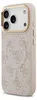 A pink iPhone case with a gold trim and a repeating GUESS logo pattern. Anteprima dell’immagine prodotto