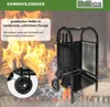 Kaminholzwagen mit Kaminbesteck 3-teilig Schaufel, Besen, Produktbild-Vorschau 2